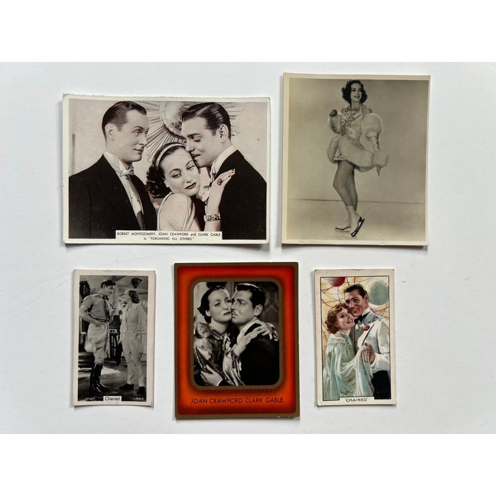 5 RARE 1930s Clark Gable and Joan Crawford Tobacco Cards Ardath, Caid, Hollywood